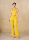 [LUX03D] Quần Tập Loe Yellow Jacquard Lace